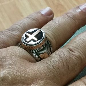 Men’s religious stainless steel Ring 12 two tone.